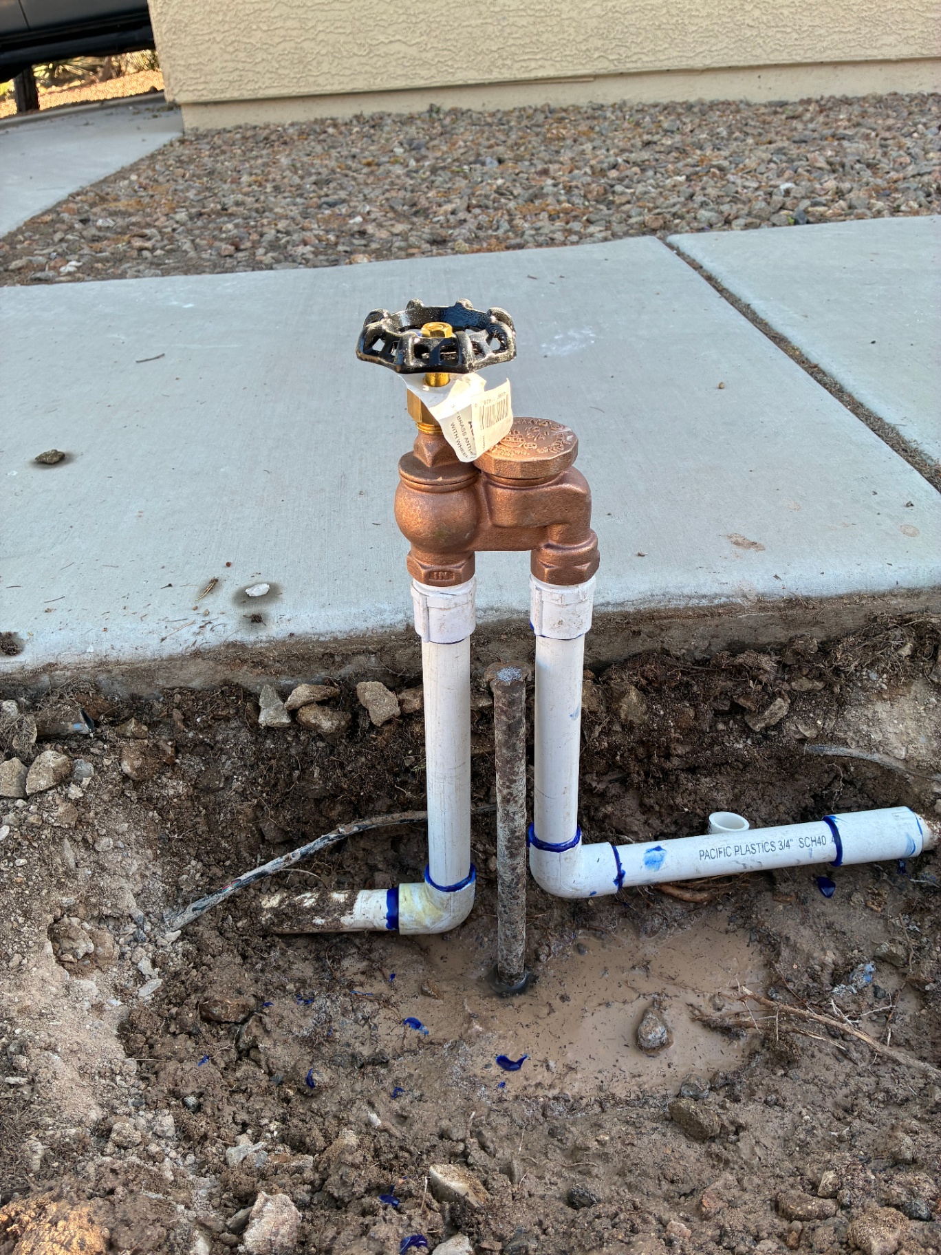 Irrigation and backflow detail during maintenance work